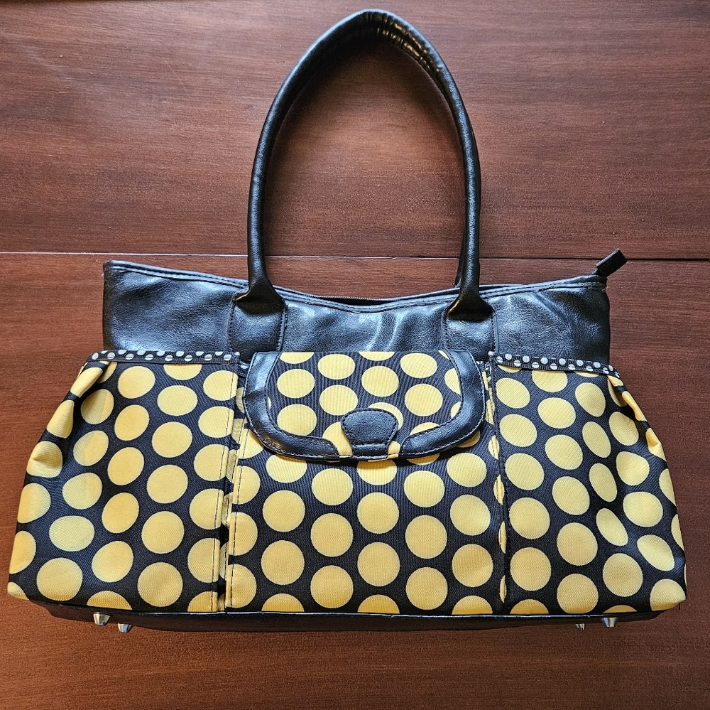 Large Yellow Polka Dot Hand Bag Purse